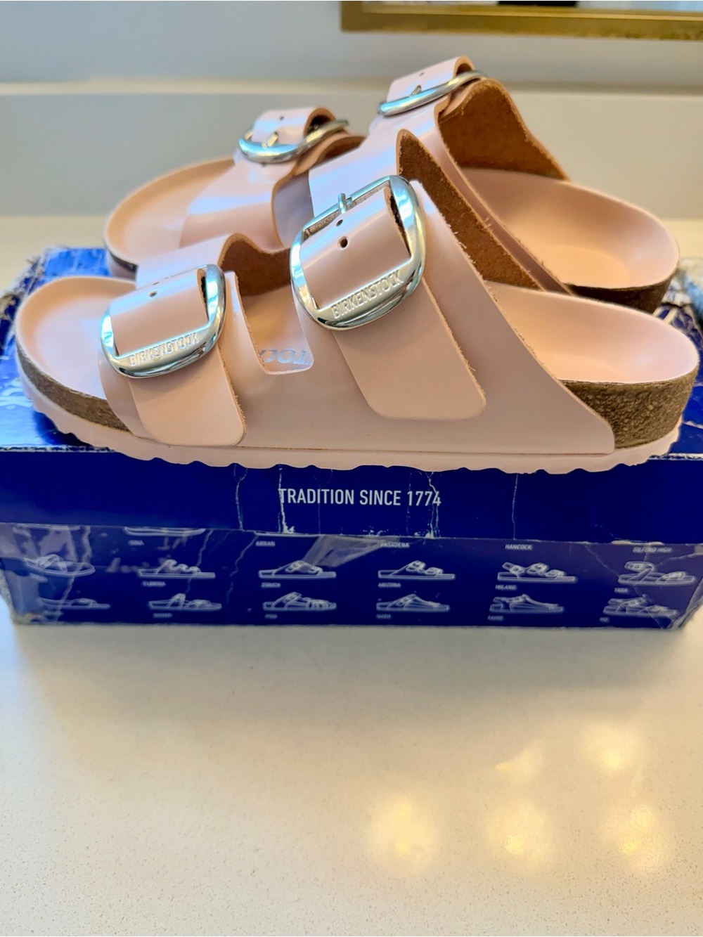 Birkenstock 37 (6-6.5) Arizona Pale Pink Double Buckle Sandals